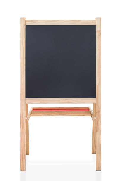 istock Blank school black chalkboard or blackboard mockup template (isolated with clipping path) for bulletin board advertising announcement with copy space for adding text message on white background 981754346