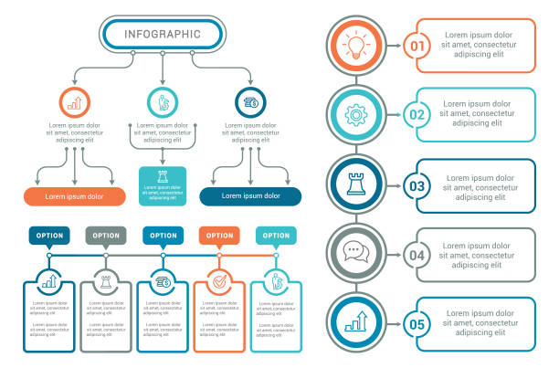 ilustrações de stock, clip art, desenhos animados e ícones de infographic elements - diagram