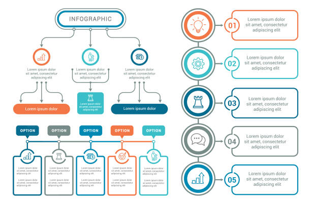 Infographic Elements Vector illustration of the color infographic elements. flowchart infographics stock illustrations