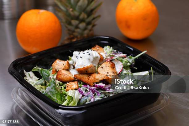 Fresh Salad Meal Packed In A Plastic Container Ready To Eat Healthy Takeaway Food And Eating Concept Stock Photo - Download Image Now