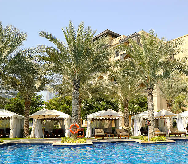 istock Hotel's swimming pool area in Dubai downtown, UAE 98178249