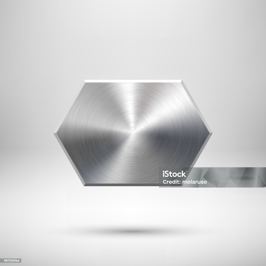Polygon Button Metal Polygon Button Template Stock Illustration - Download Image Now ...