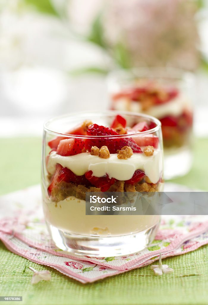 Strawberry and mascarpone trifle  Berry Fruit Stock Photo