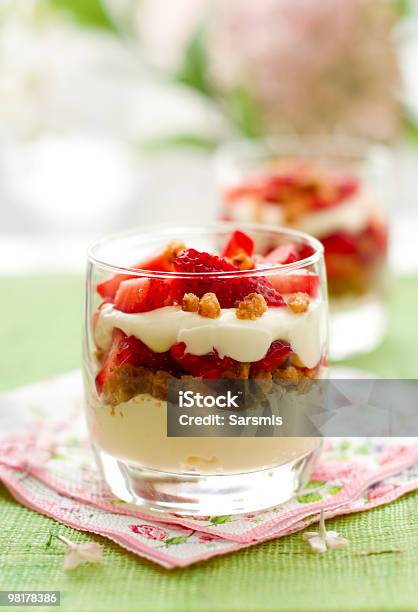 Strawberry And Mascarpone Trifle Stock Photo - Download Image Now - Berry Fruit, Color Image, Cream - Dairy Product