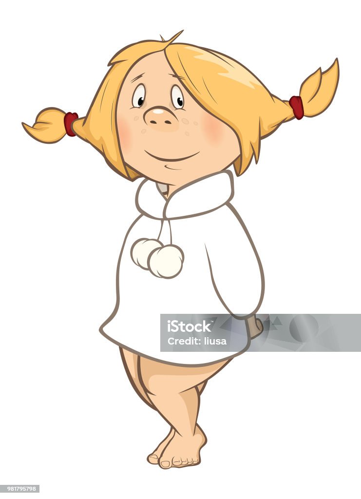 Illustration de personnage de dessin animé joli fillette - clipart vectoriel de Adolescent libre de droits