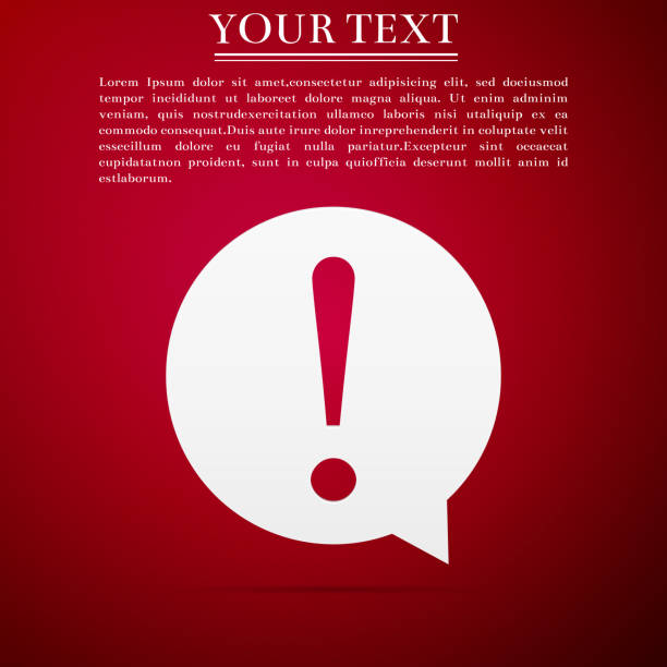 istock Exclamation mark in circle icon isolated on red background. Hazard warning symbol. Flat design. Vector Illustration 981799924