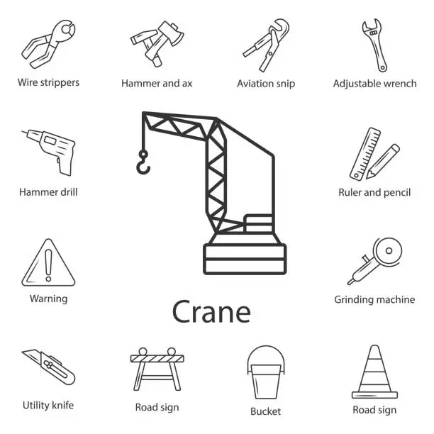 Vector illustration of Tower crane icon. Simple element illustration. Tower crane symbol design from Construction collection set. Can be used for web and mobile