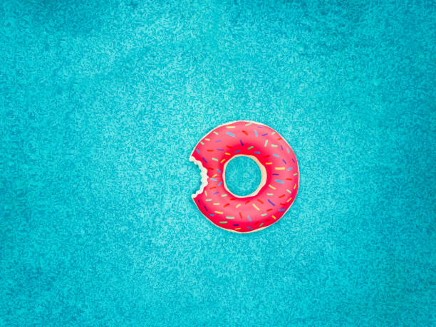 Inflatable donut swimming ring in a swimming pool