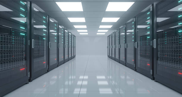 istock Big High Tech Server Data Center With Reflective Floor And A Lot Of Servers Artificial Intelligence Concept. 3D Rendering 981814360