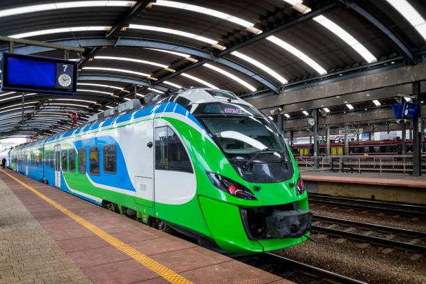 istock Modern train in main railway station in Katowice, Poland 981819108