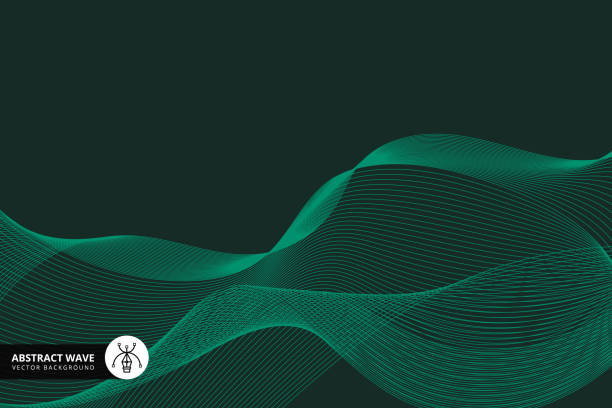 ilustrações, clipart, desenhos animados e ícones de onda verde bonita fundo - green background wave abstract light