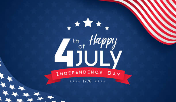 4 lipca z flagą usa, dzień niepodległości banner ilustracja wektor. - fourth of july backgrounds cheerful happiness stock illustrations