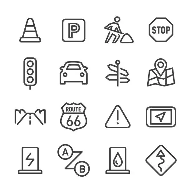 Vector illustration of Road Trip Icons - Line Series