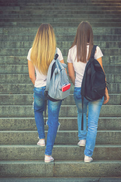 istock Two Student Girls Going to School 981871746