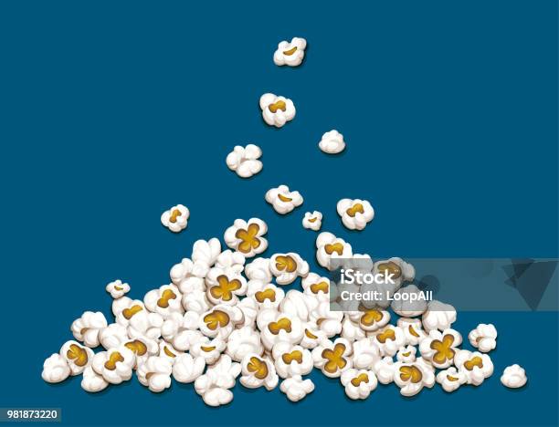 Popcorn Fall Down On Heap Vector Illustration Stock Illustration - Download Image Now - Popcorn, Vector, Cartoon