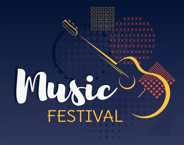 Music festival background vector. Music festival background vector.  Geometric forms and stylized guitar backdrop. guitar silhouettes stock illustrations