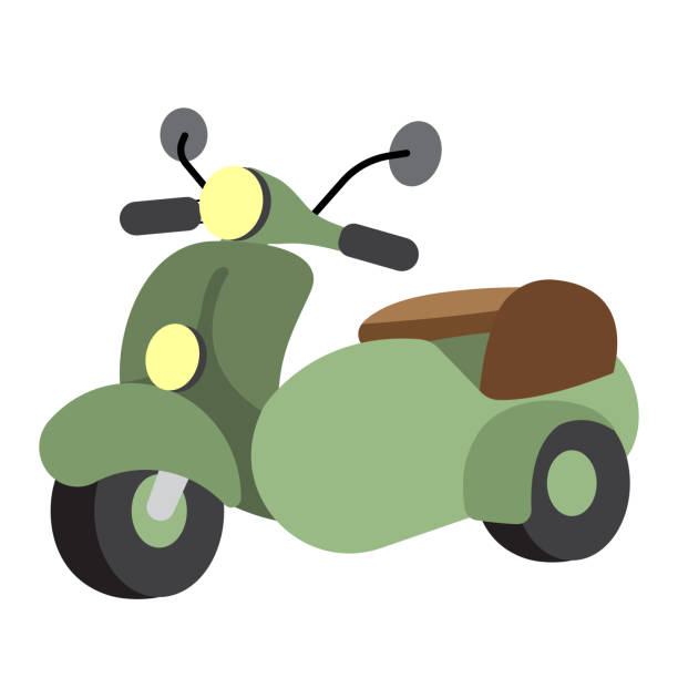 beiwagen transport cartoon charakter perspektive ansicht vektor-illustration - sidecar motorcycle past old stock-grafiken, -clipart, -cartoons und -symbole