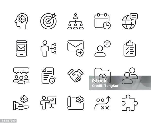 Project Management Line Icons Stock Illustration - Download Image Now - Icon Symbol, Project Management, Chores