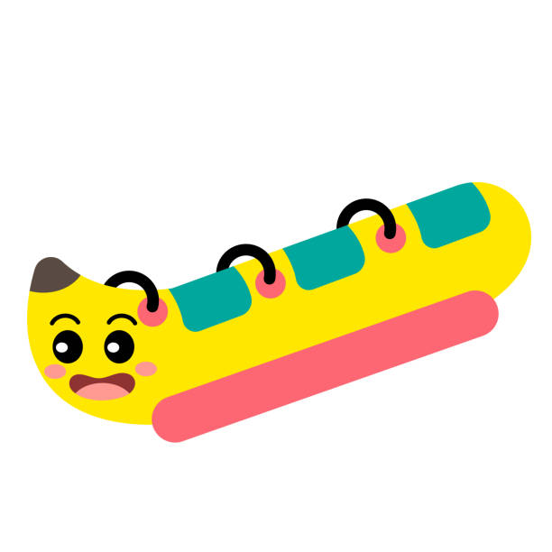 istock Banana Boat transportation cartoon character perspective view vector illustration 981888154
