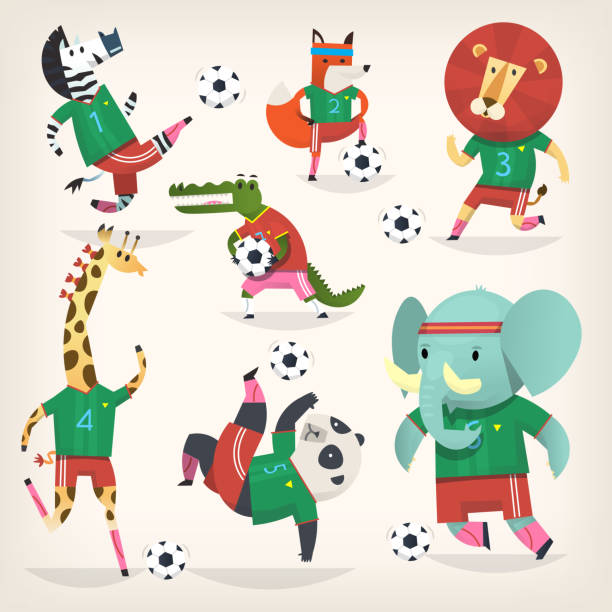 Team Of Wild Animals Playing Football Second Team Stock Illustration -  Download Image Now - iStock