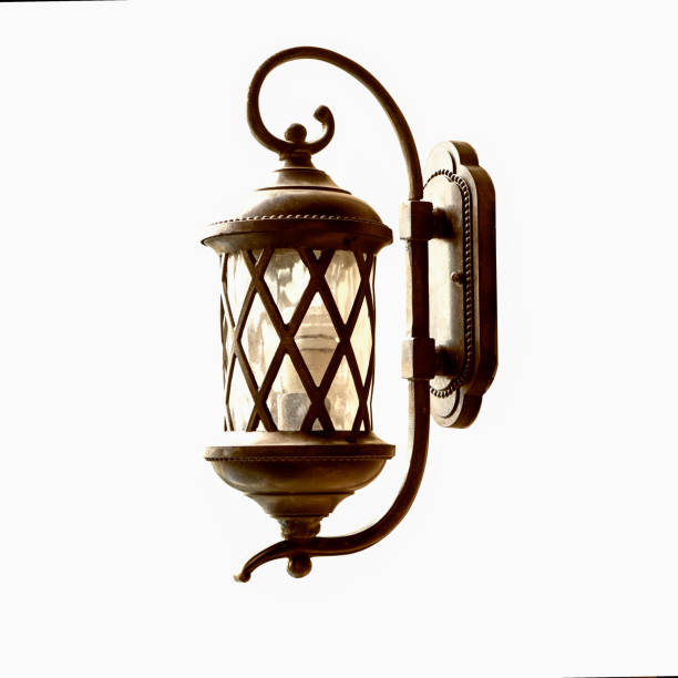 old and grunge wall lamp isolated on white background