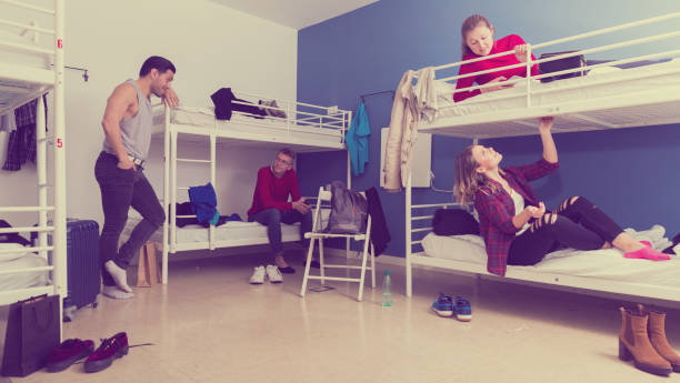 istock Tourists staying in cozy hostel 981893446