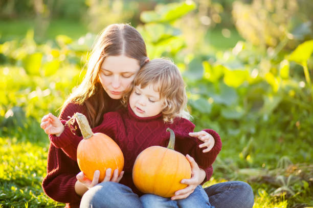 istock Mother and child choosing pumpkins for jack-o-lantern 981897568