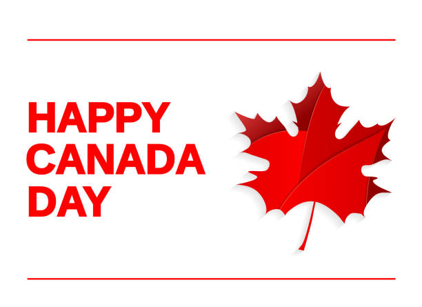 Happy Canada Day card on white background with paper maple leaf. Vector illustration. Happy Canada Day card on white background with paper maple leaf. Vector illustration. EPS10 canadian flag maple leaf computer icon canada stock illustrations