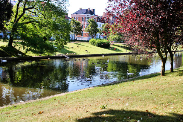 A view of Bruges showing the river