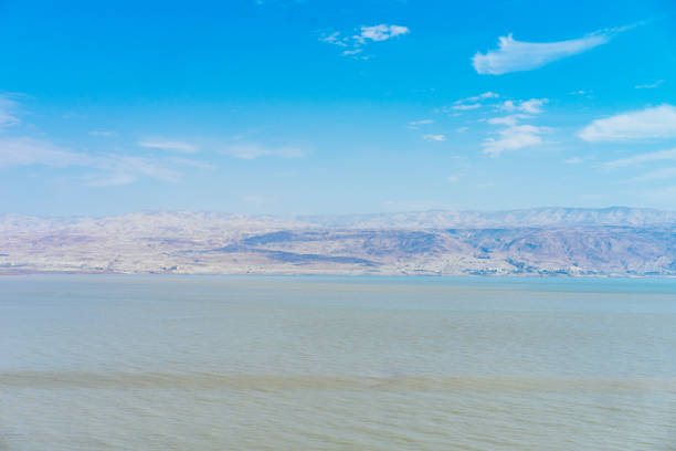 view of jordan over the dead sea in israel - travel jordan israel sand imagens e fotografias de stock