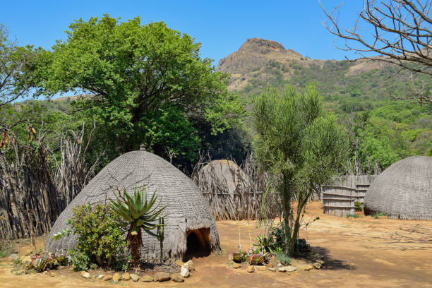 Traditional village in Swaziland Exploring culture and landscapes of Swazilad bushveld photos stock pictures, royalty-free photos & images