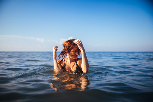 Woman having fun in sea