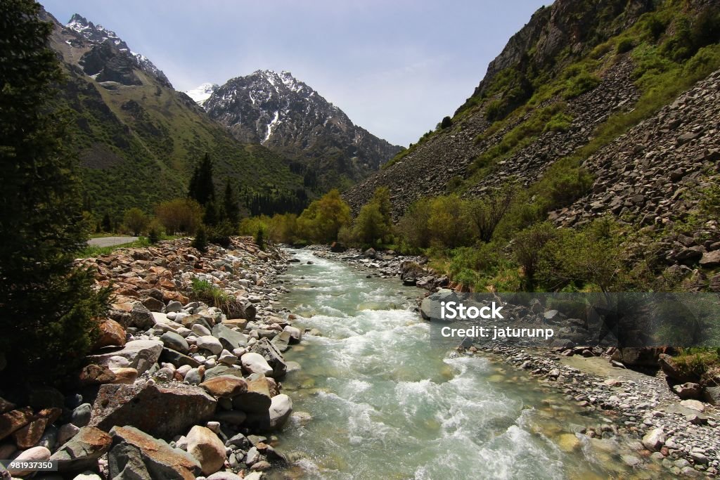 The Ala Archa National Park in the Tian Shan mountains of Bishkek  Kyrgyzstan Bishkek Stock Photo