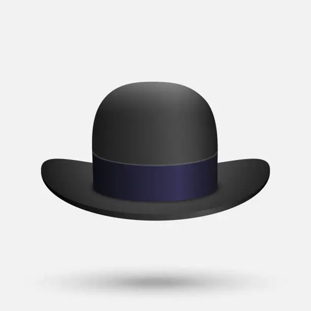 Vector illustration of black bowler hat