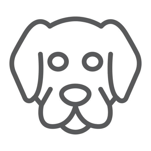 икона линии собаки, животное и зоопарк, графика вектора знака mammal, линейный рисунок на белом фоне, eps 10. - dog mixed breed dog puppy white background stock illustrations