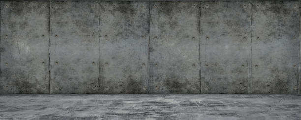 istock Abstract interior of empty room with dark concrete wall and floor 981992226