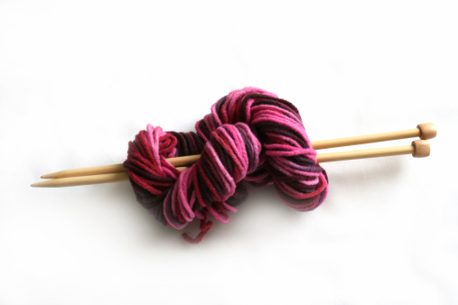 multicolor yarn with needles