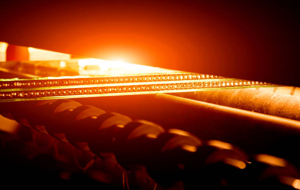 istock Conveyor belt for production a window pane. Industrial equipment. 982006698