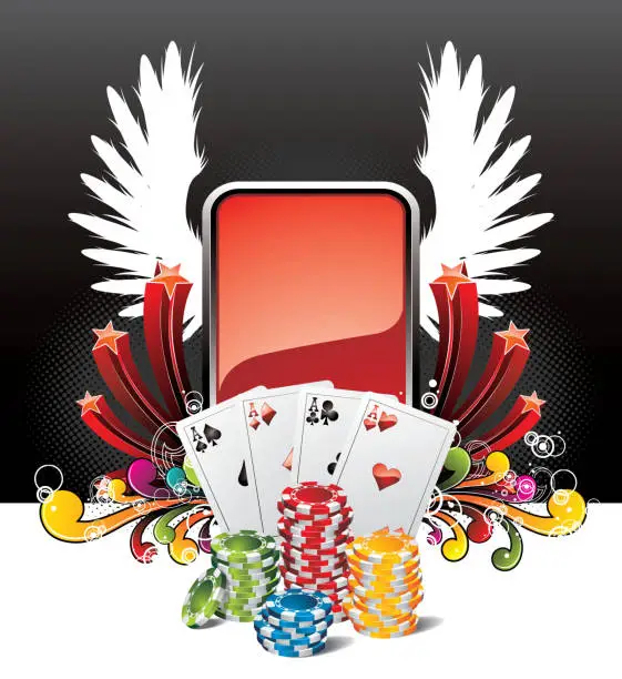 Vector illustration of Illustration on a casino theme with playing cards.