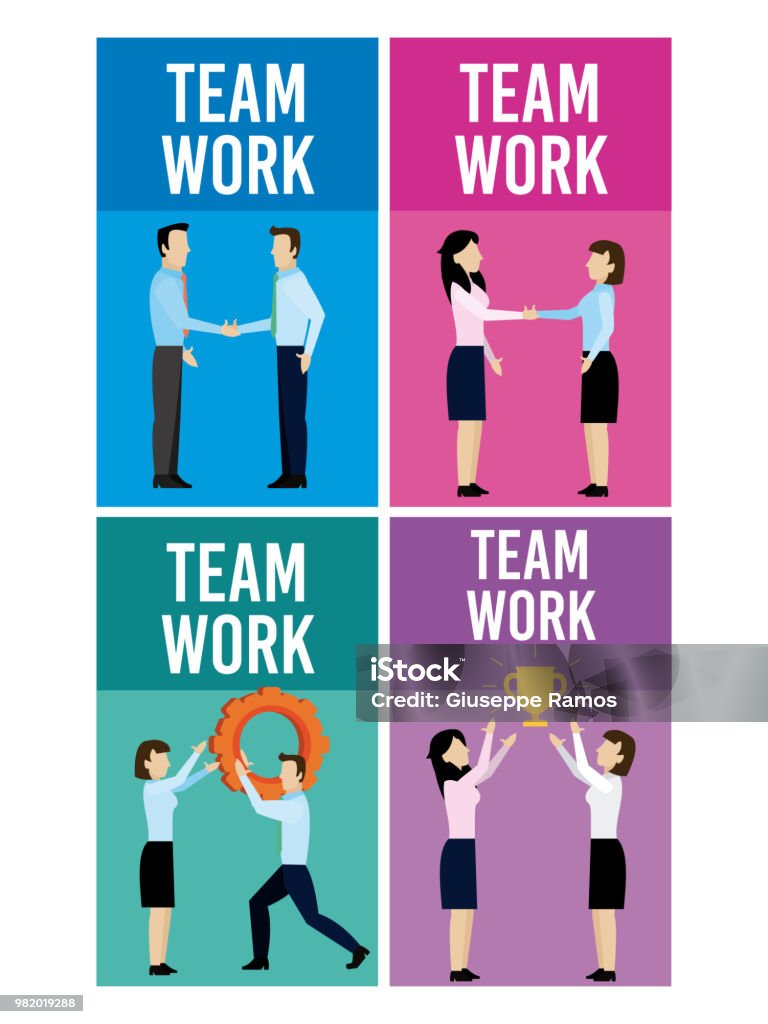 Frame Design Teamwork Set Of Teamwork Square Frames Stock Illustration - Download Image Now ...
