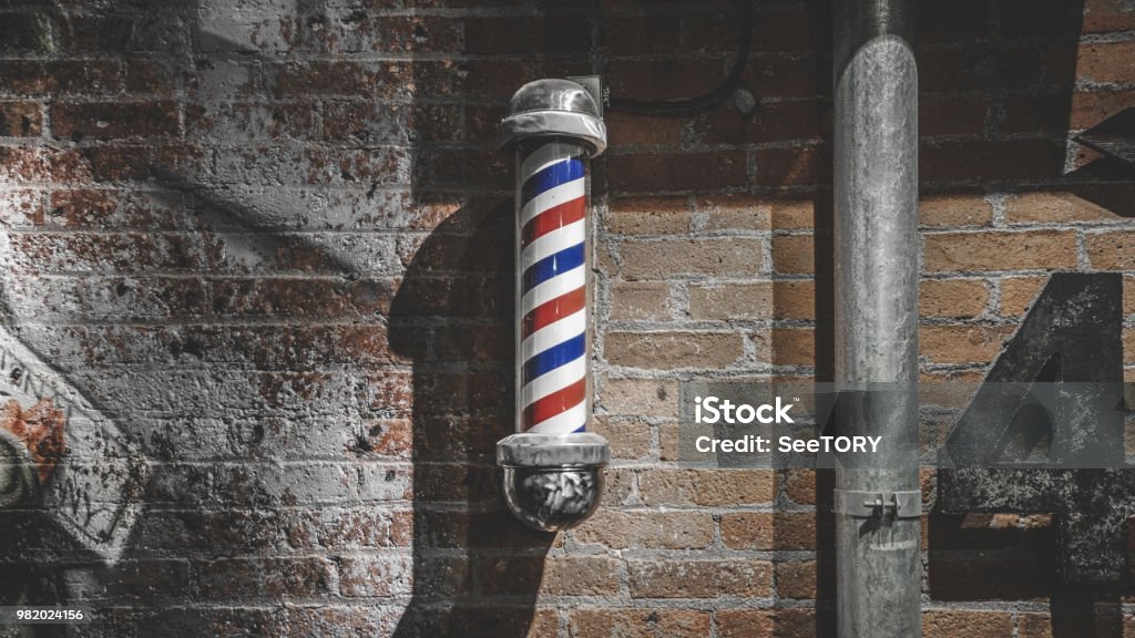 barber pole Barber shop, barber shop sign, hair salon, sign, store sign, pole, barber pole Barber Shop Stock Photo