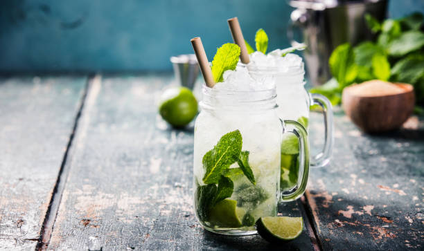 istock Mojito cocktail on wooden table 982025786