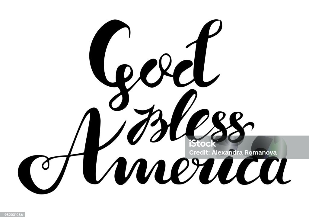 Gott Segne Amerika Hand Gezeichnete Vektor Schriftzug Für Plakate ...