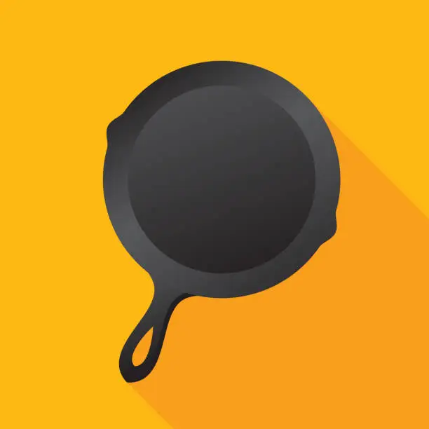 Vector illustration of Frying Skillet Icon Flat