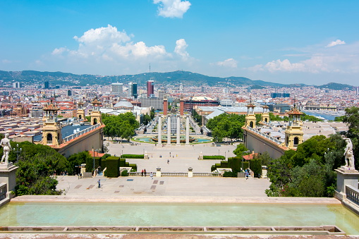 Barcelona cityscape from Montjuic hill, Spain