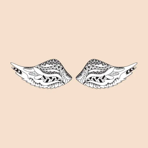 Vector illustration of Angel or bird wings ornamental silhouette.