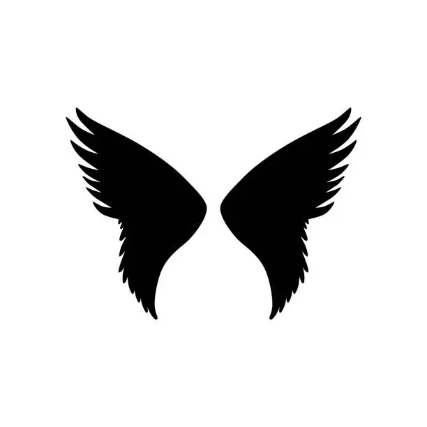 Vector illustration of Angel or bird wings silhouette.