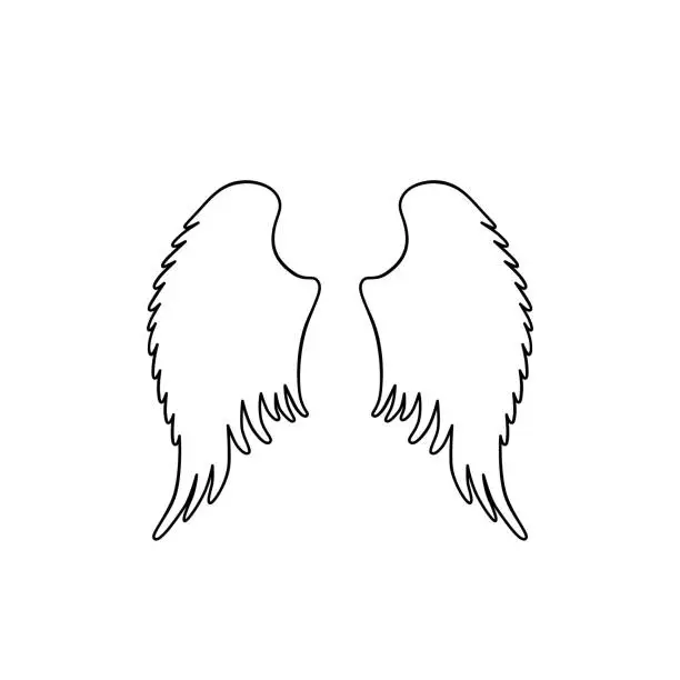 Vector illustration of Angel or bird wings silhouette.