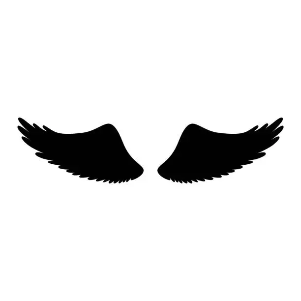 Vector illustration of Angel or bird wings silhouette.