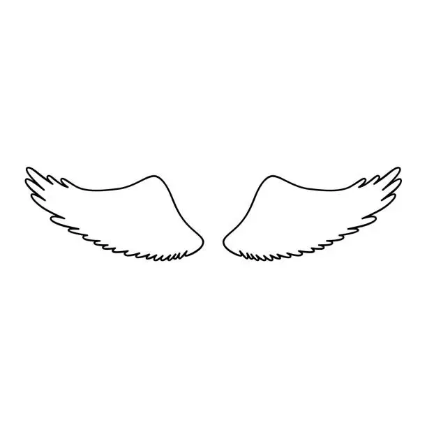 Vector illustration of Angel or bird wings silhouette.